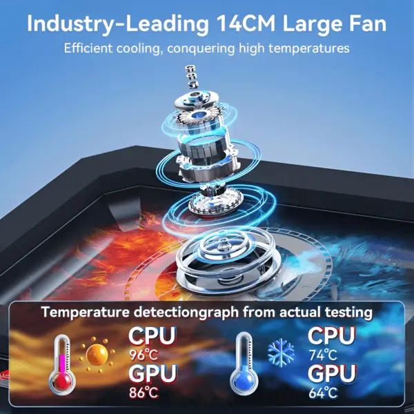 ICE COOREL gaming laptop cooling pad with 14cm large fan temperature control for CPU GPU cooling