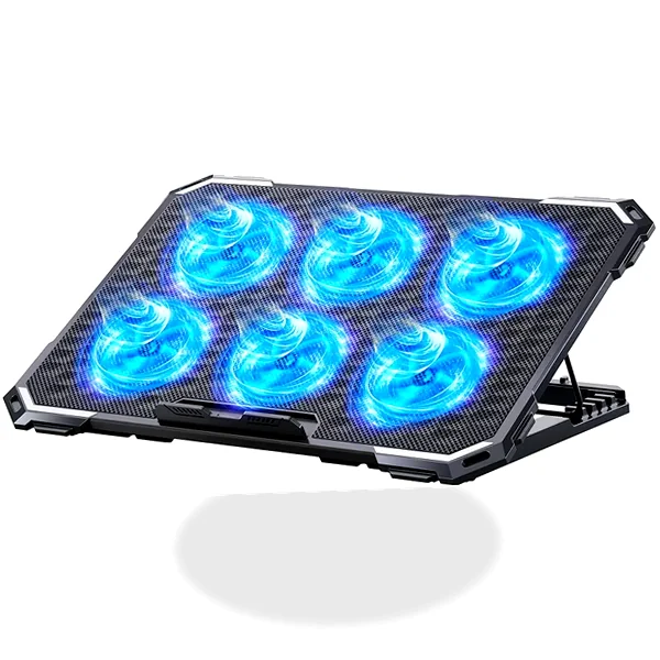 6-fan laptop cooling pad for 13–15.6 inch laptops with adjustable heights